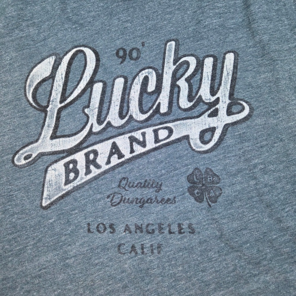 Lucky Brand Graphic Tee Mens L Short Sleeve Los Angeles California Heather Blue